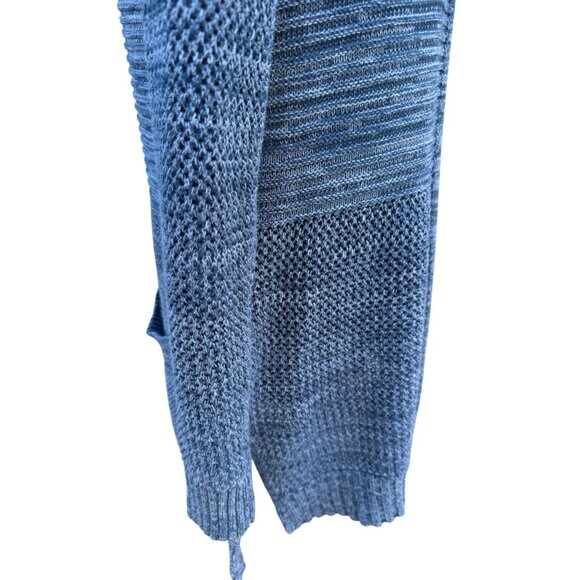 Natural Reflections Blue Knit Hooded Long Open Cardigan Sweater M Minimalist - Picture 10 of 12